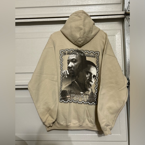 Vintage Obama 2009 Presidential Cream Hoodie Sweatshirt XL Inauguration Dreamer - Picture 6 of 14